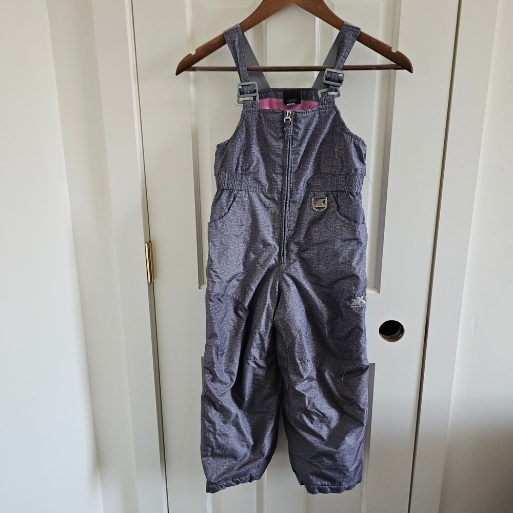 ZeroXposur Girls Heather Grey Snow Bibs Insulated Winter Overalls Size 4/5